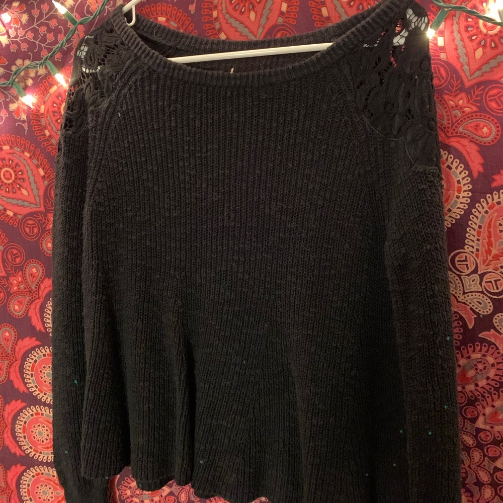 Lace Shoulder Sweater